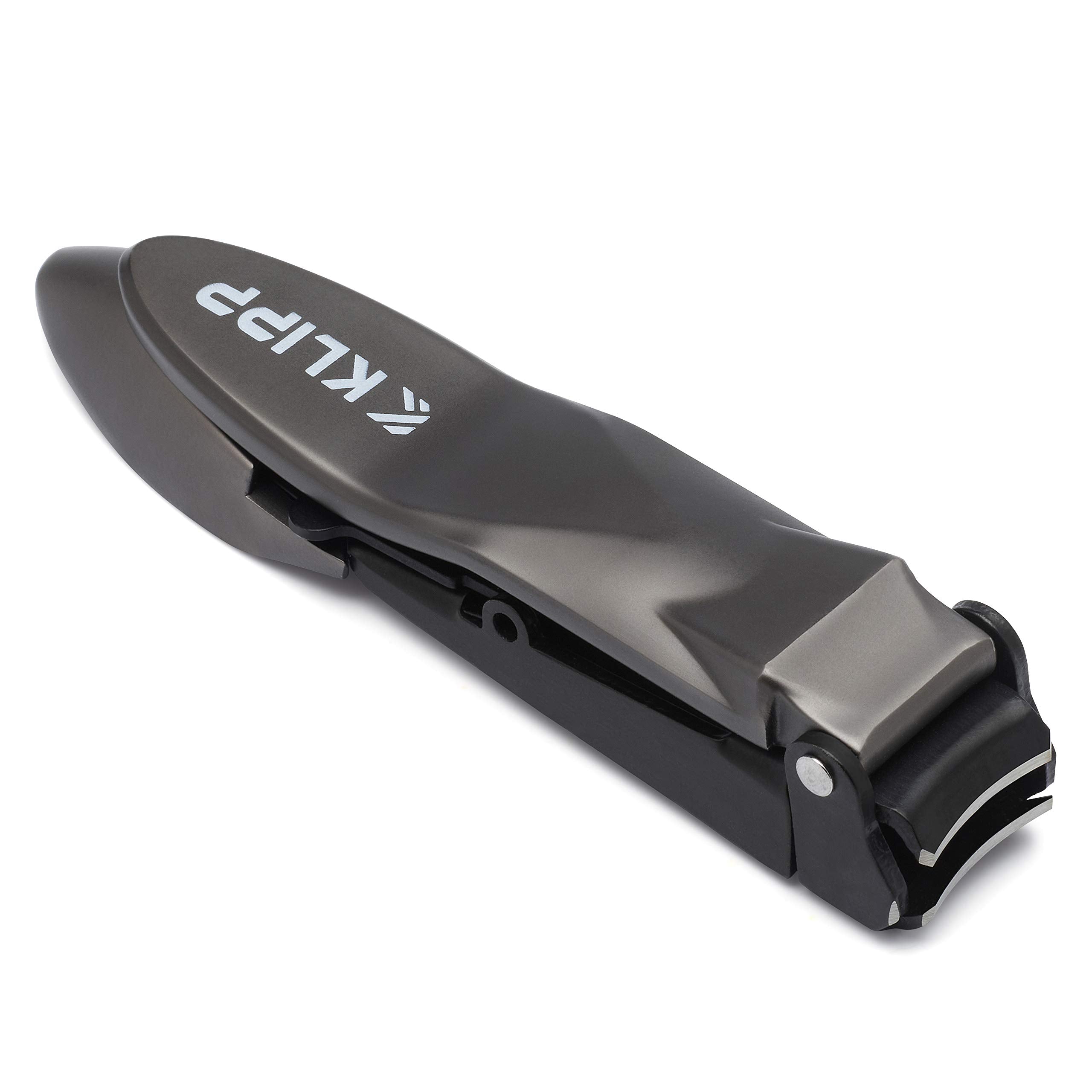 Close up of KLIPP nail clipper lever and matte black finish