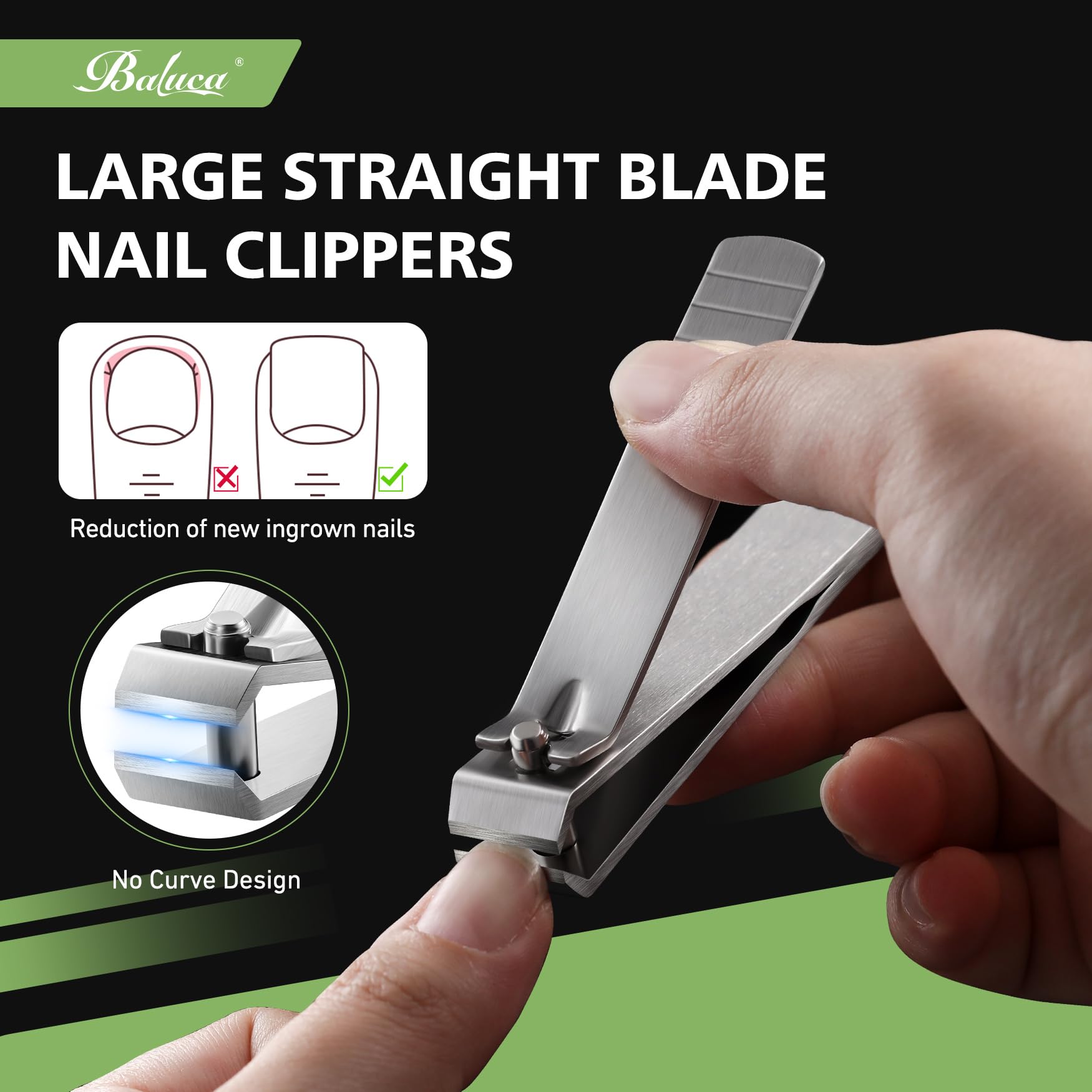 Bezox stainless steel wide jaw nail clipper for thick toenails