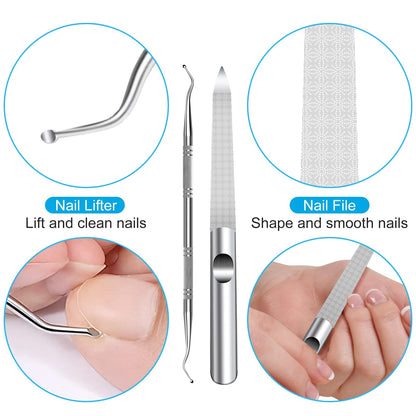 Stainless steel nail lifter and file set