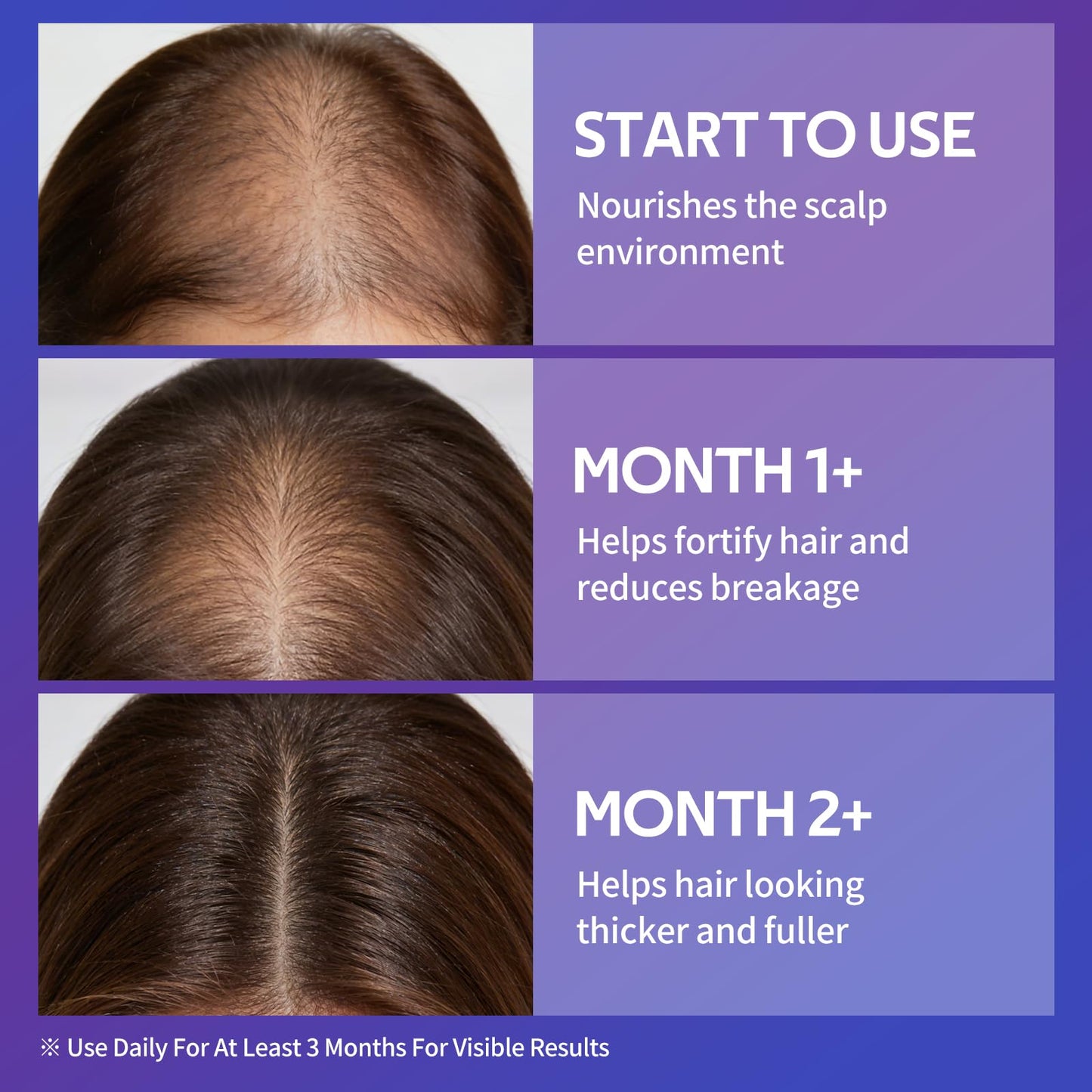 Alcohol free hair thickening spray bottle highlighting caffeine scalp nourishment.