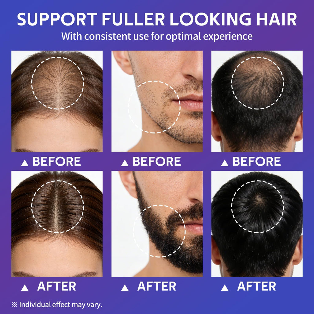 Back view of hair growth serum spray with directions