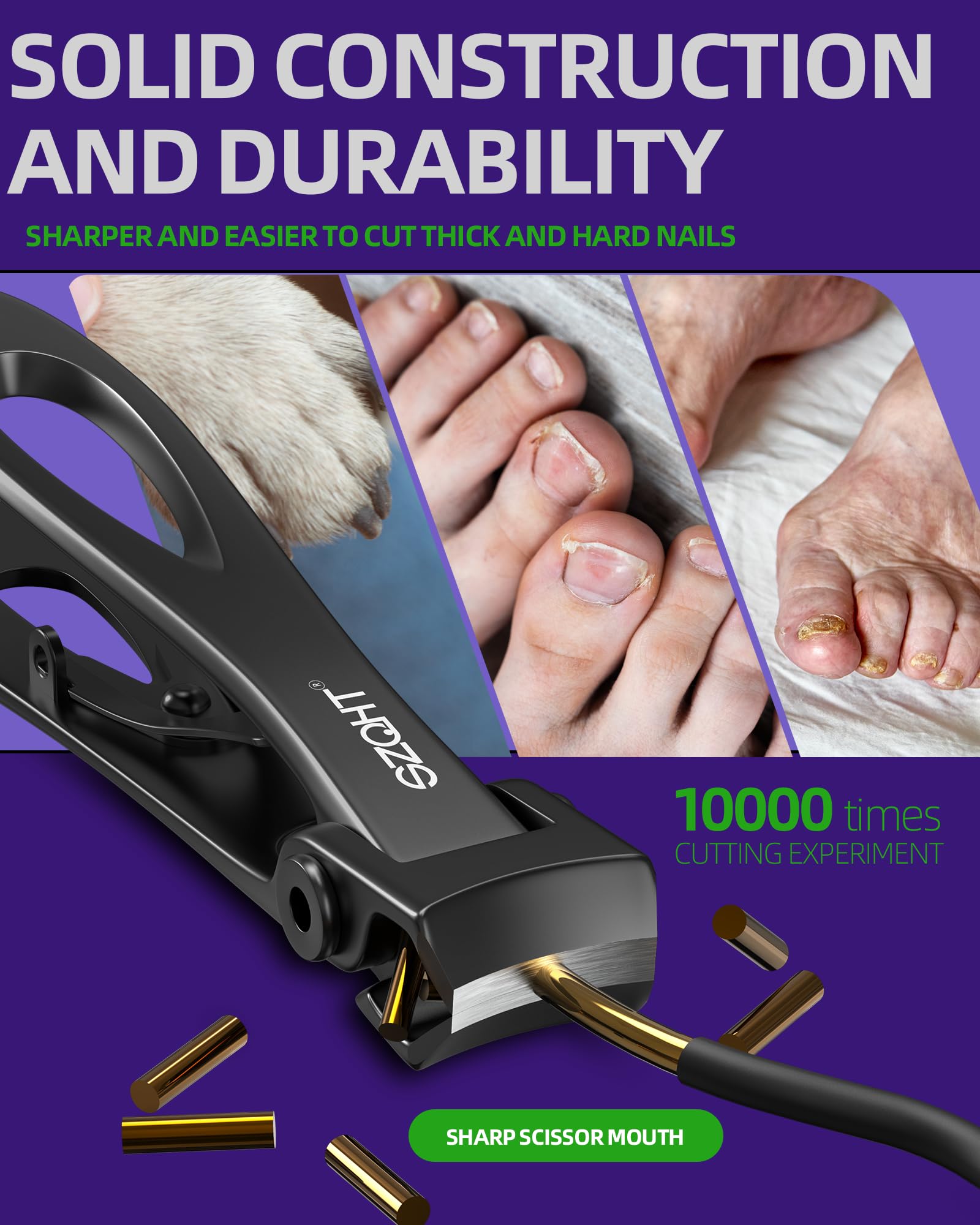SZQHT stainless steel nail clippers for thick nails