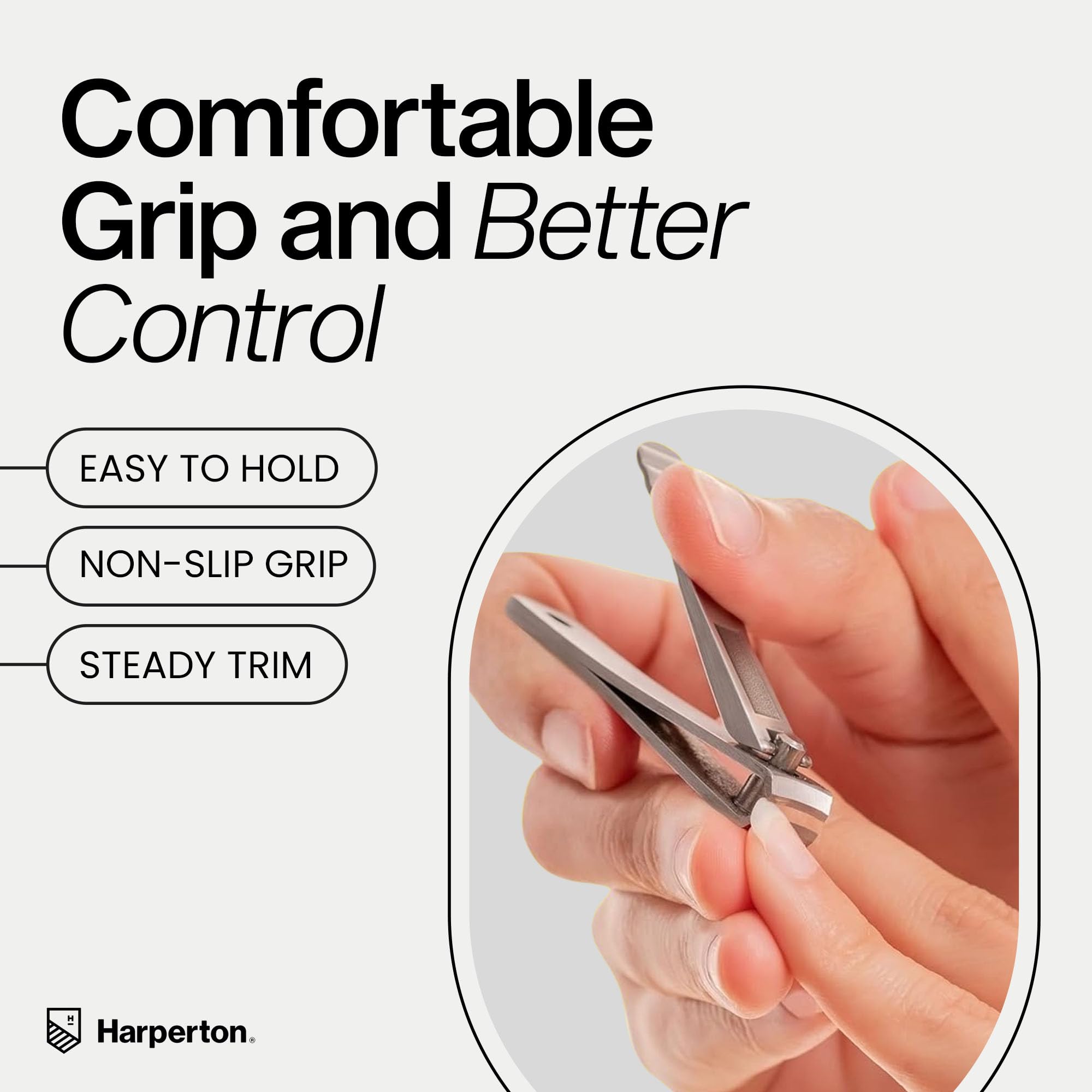 Harperton nail clipper set with ergonomic non-slip handles