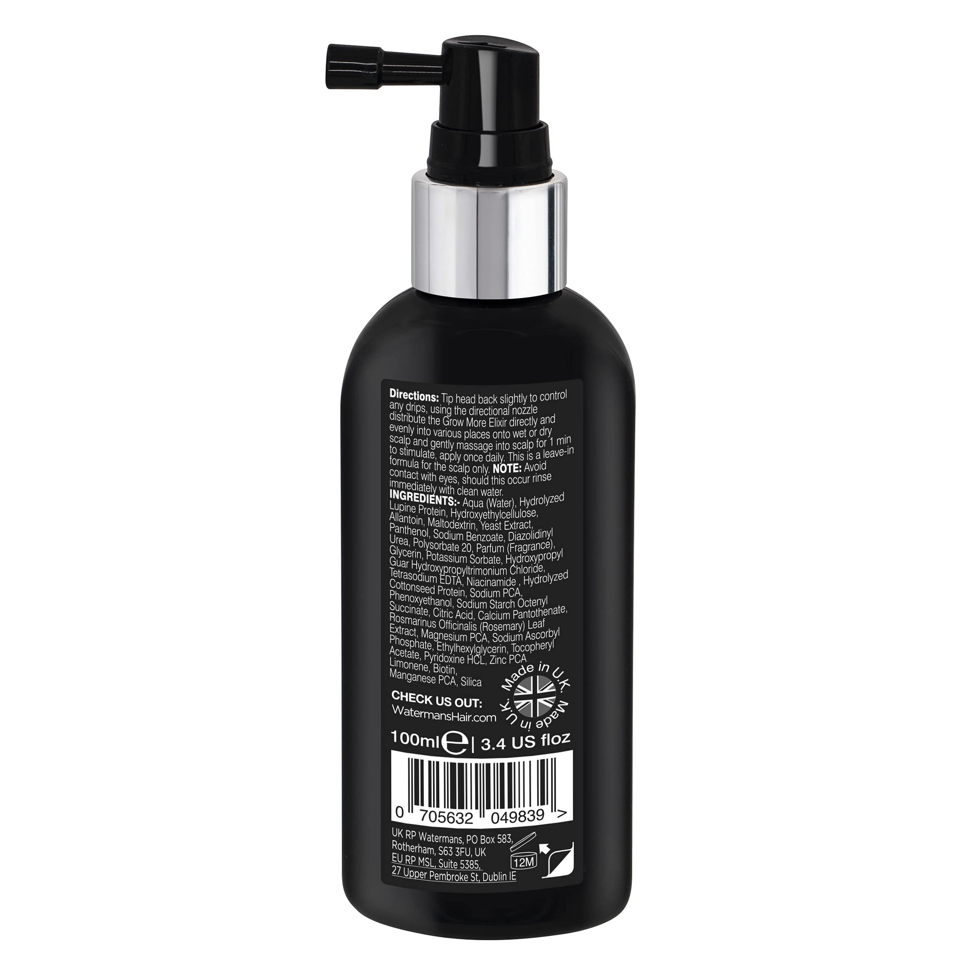 Watermans premium leave in hair serum directional nozzle applicator close up