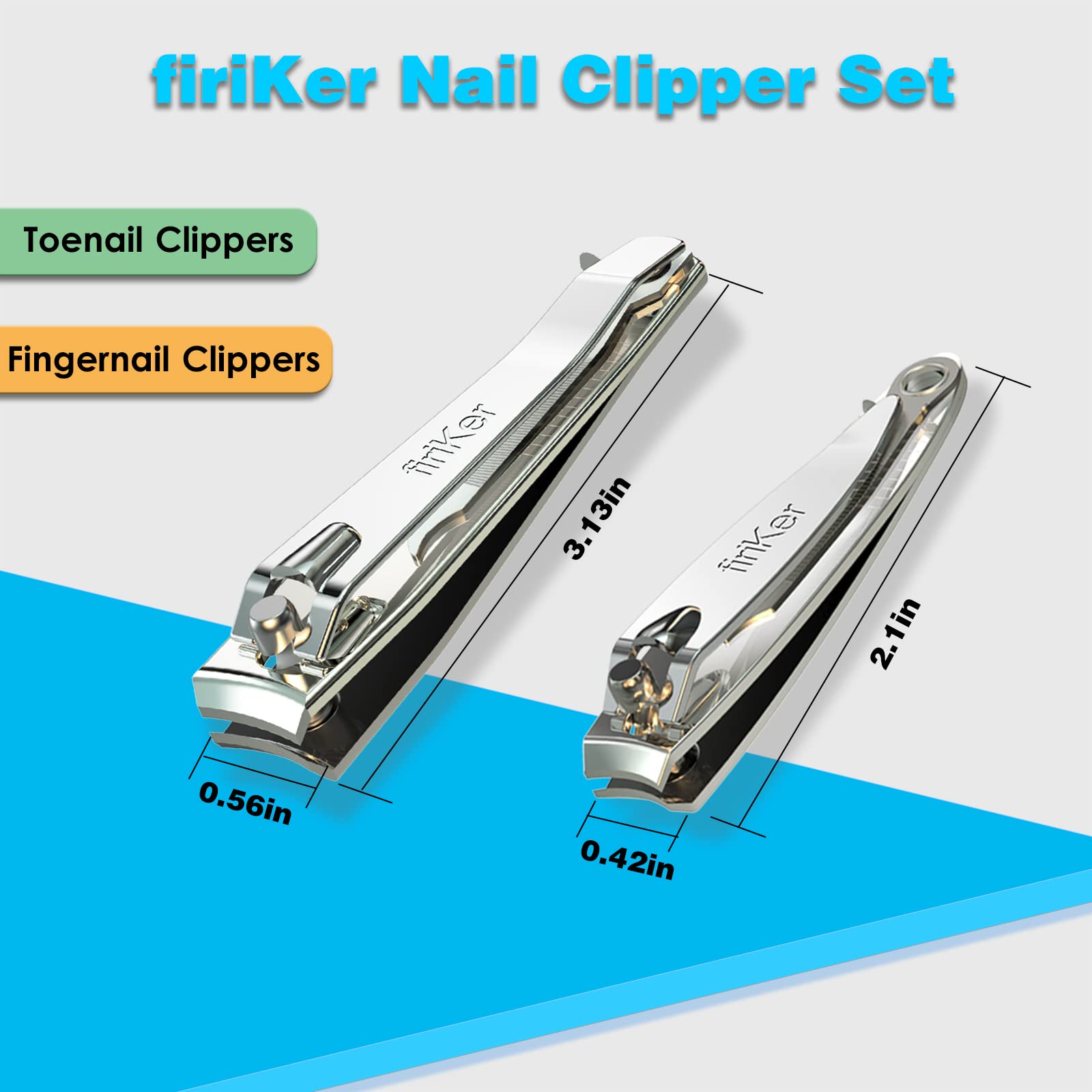 Two piece stainless steel nail clipper set for manicure