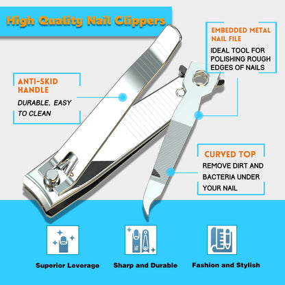 Ergonomic stainless steel fingernail and toenail cutter