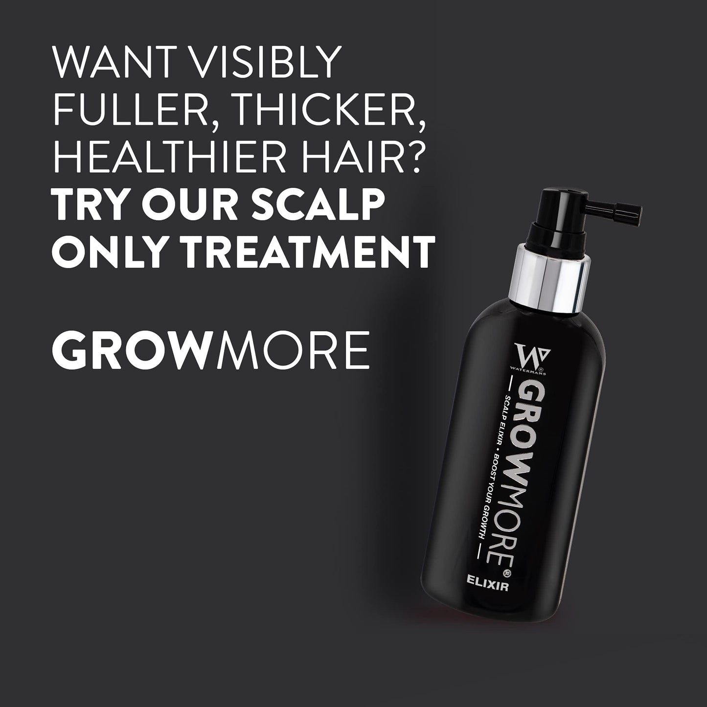 Lightweight vegan hair thickening formula by Watermans UK imported bottle