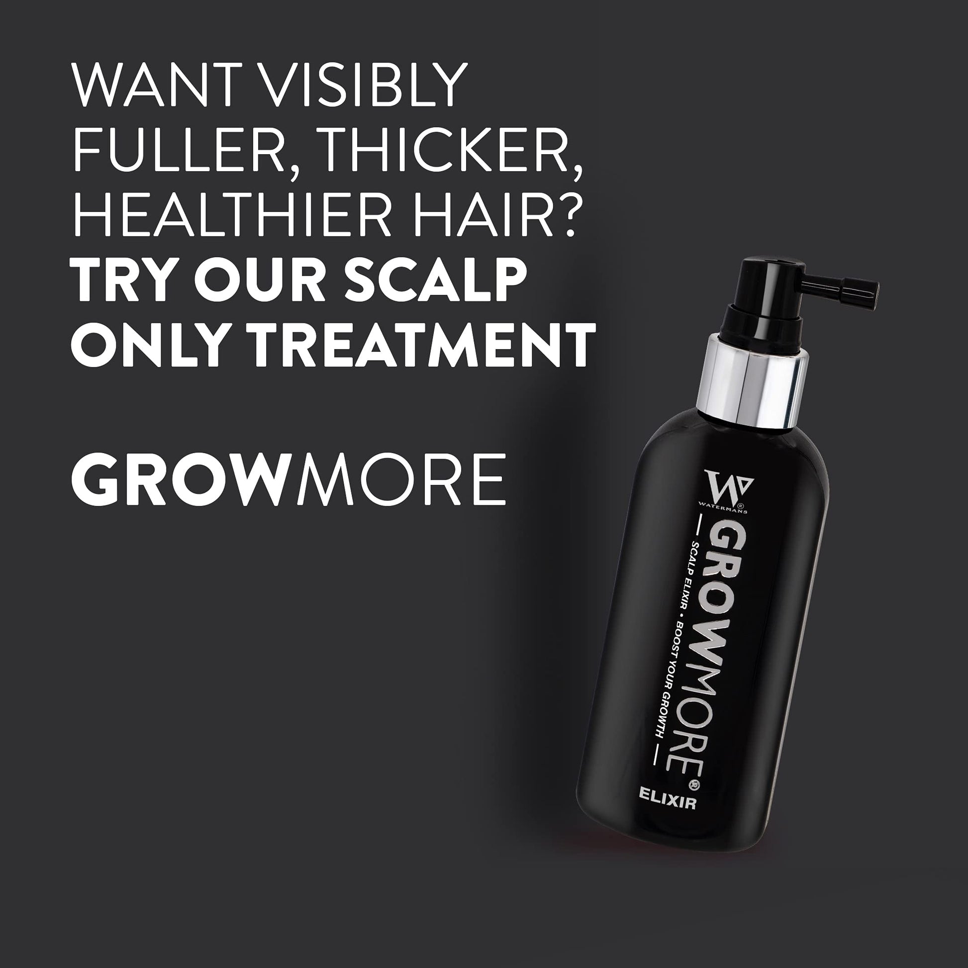 Lightweight vegan hair thickening formula by Watermans UK imported bottle