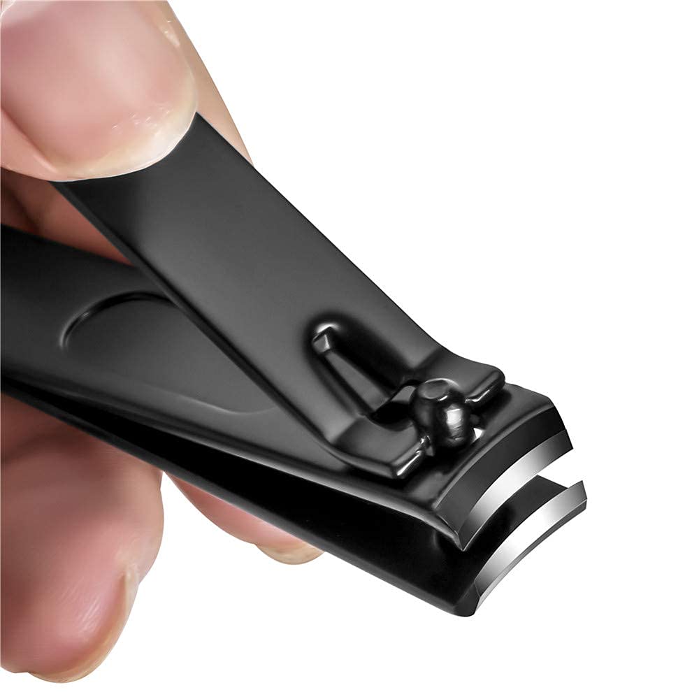 Aogeili black nail cutter set in leather travel case