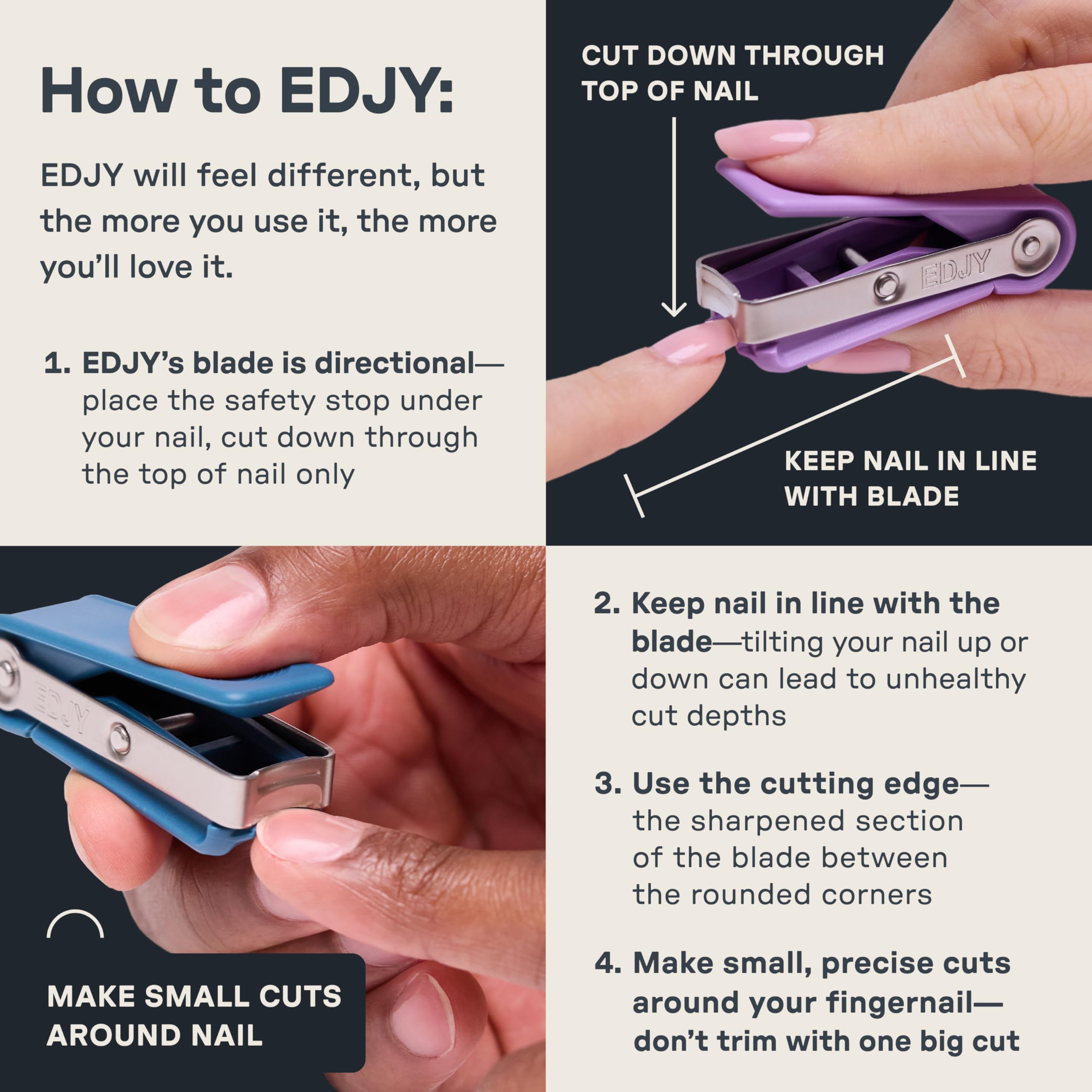 Side view of Edjy Fingernail Cutter ergonomic handle