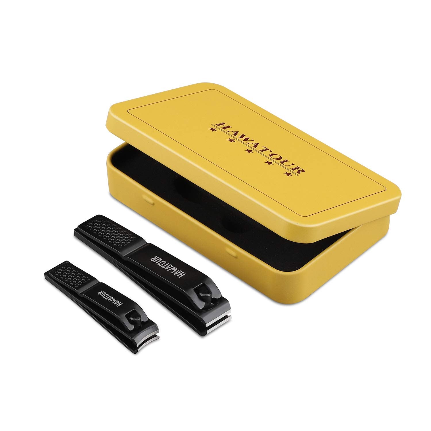 Hawatour stainless steel nail clippers inside tin case