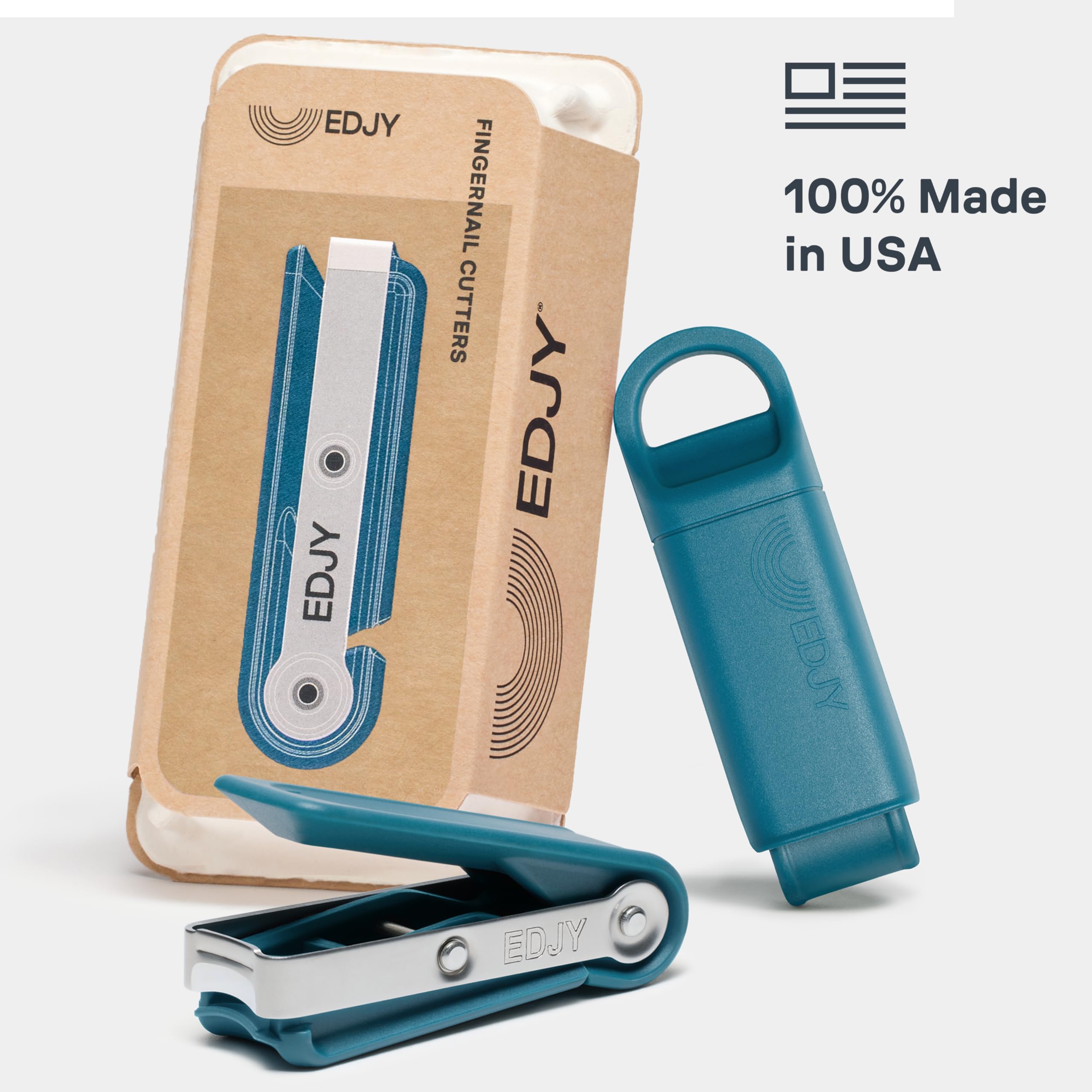 Edjy Fingernail Cutter featuring integrated nail clipping catcher