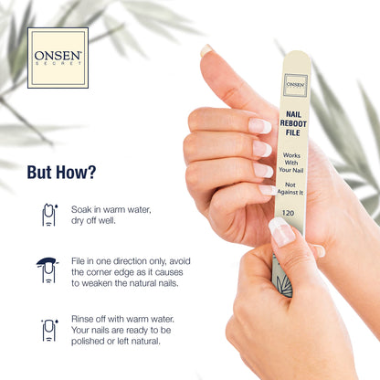 Top view of Onsen Secret double sided nail file