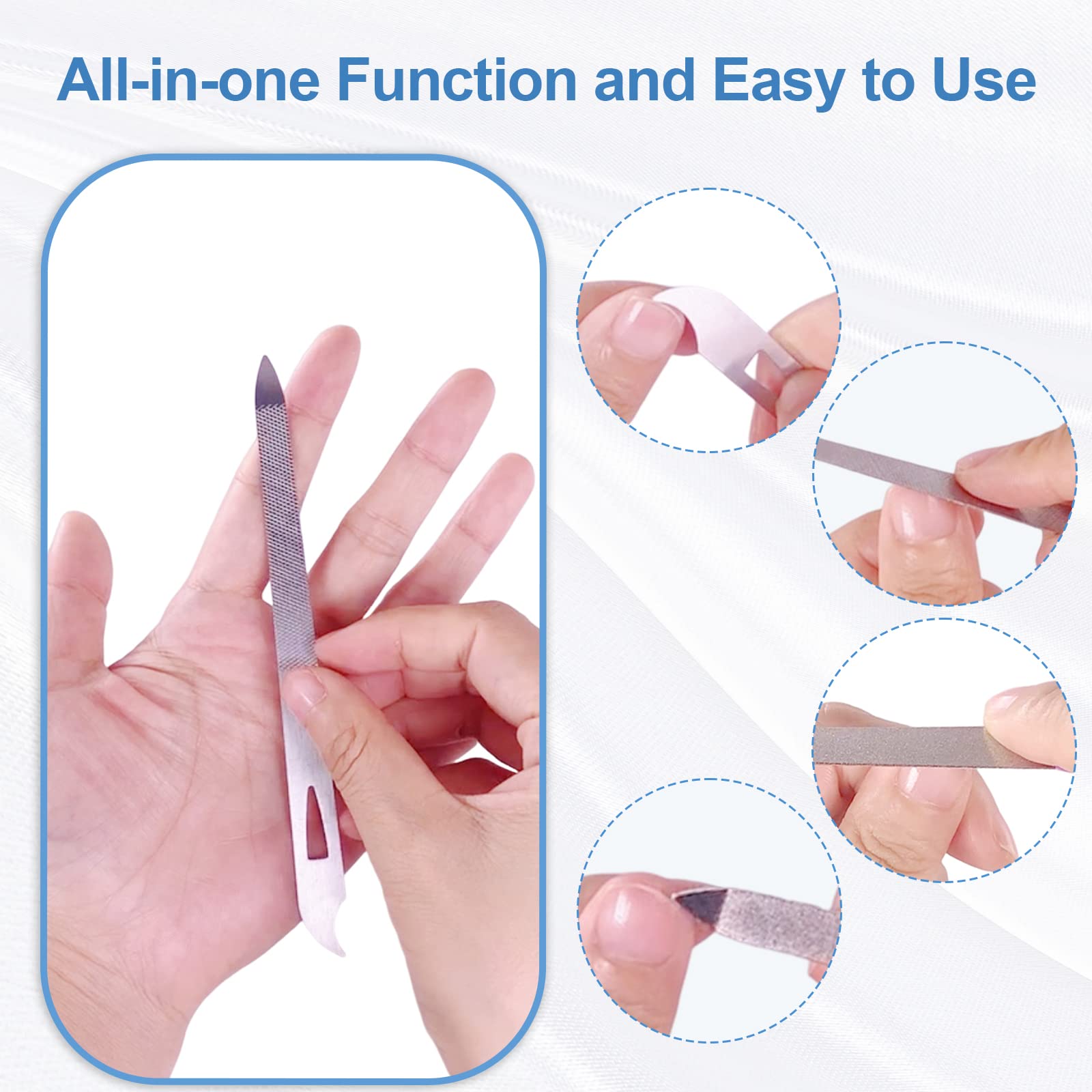 AhaTopia metal nail file set showing fine grit texture