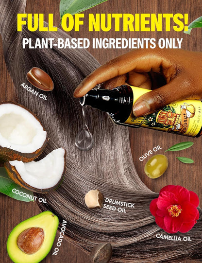 MED:-ALL nourishing hair oil application on dry damaged hair ends