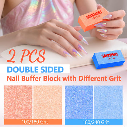 Orange and blue nail buffer blocks for smoothing and polishing nails