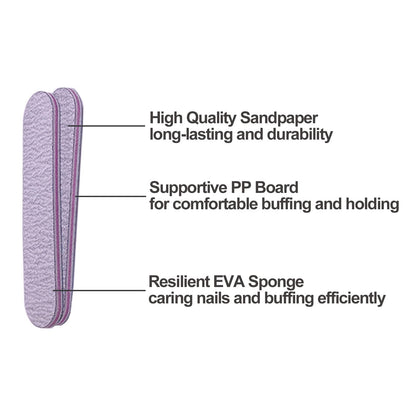 Professional manicure set with bulk pack of grey emery boards