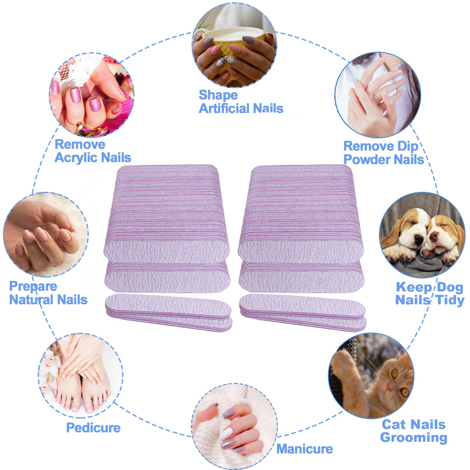 Nail files being used to shape natural fingernails