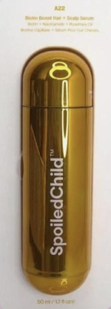 SpoiledChild A22 Biotin Boost Hair And Scalp Serum close up label details