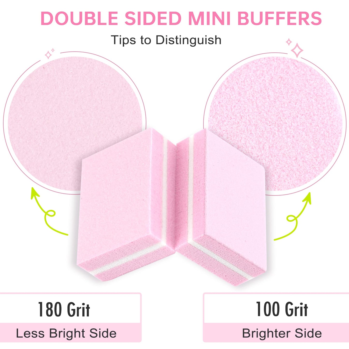 Stack of pink mini nail buffer blocks for manicure