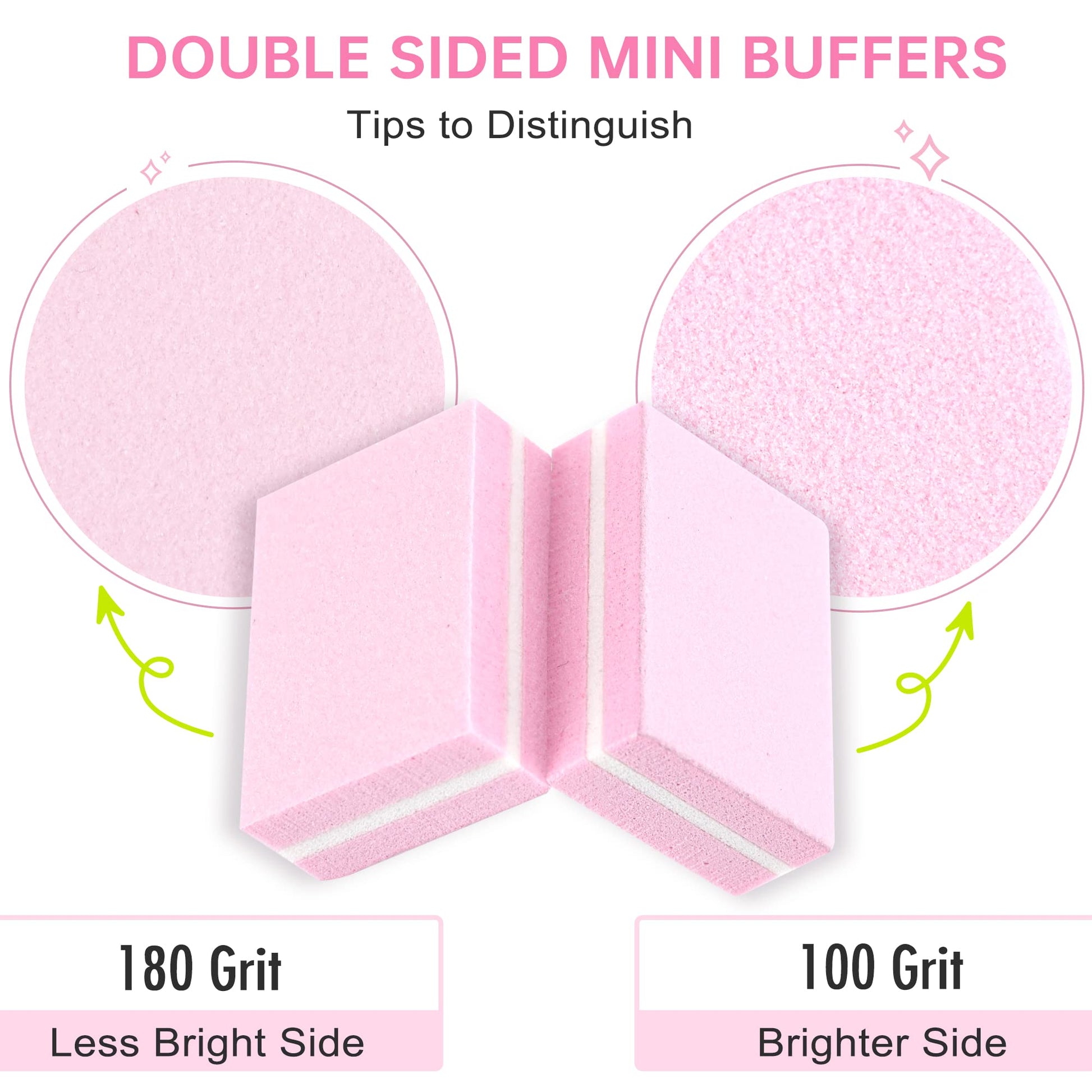 Stack of pink mini nail buffer blocks for manicure