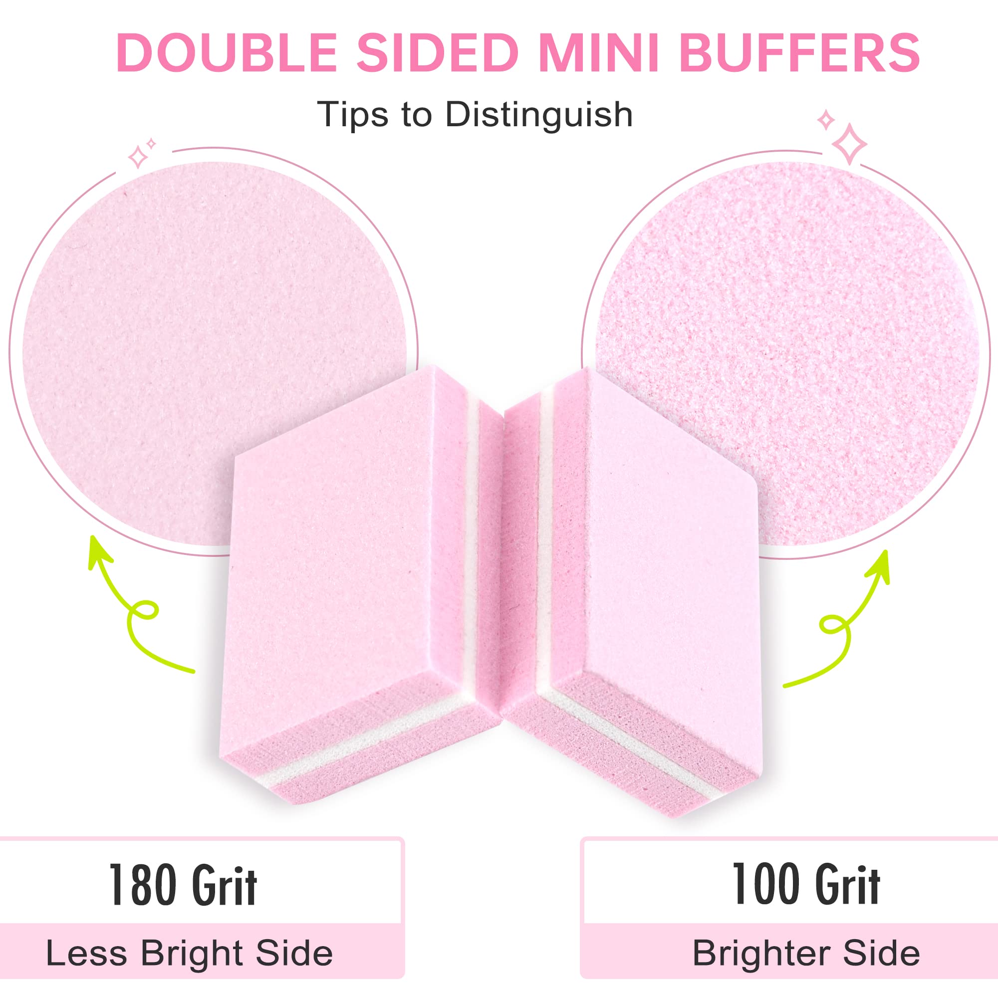 Stack of pink mini nail buffer blocks for manicure
