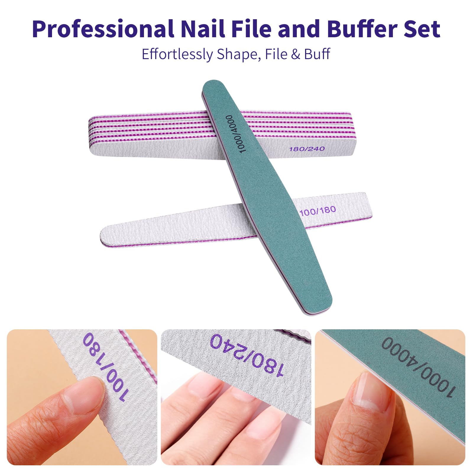 High grit buffing blocks for natural gel and acrylic nails