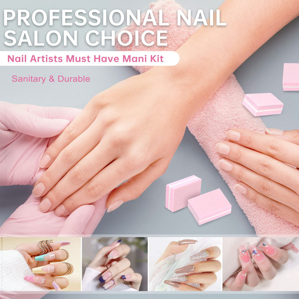 Pink sponge nail buffers arranged for retail display