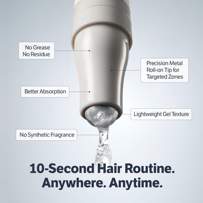 Lightweight non greasy K-beauty hair thickening formula texture demonstration