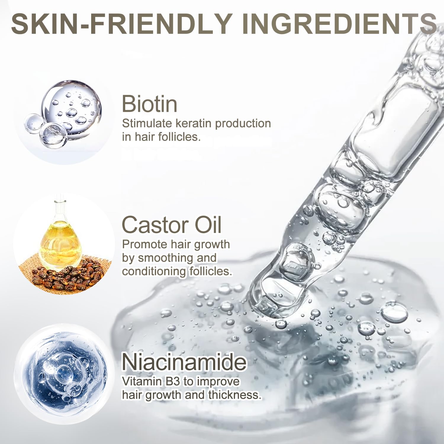 Sixty milliliter hair density restoration serum with application nozzle