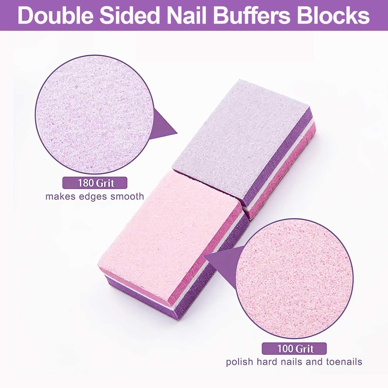CGBE nail buffer showing 100 and 180 grit texture