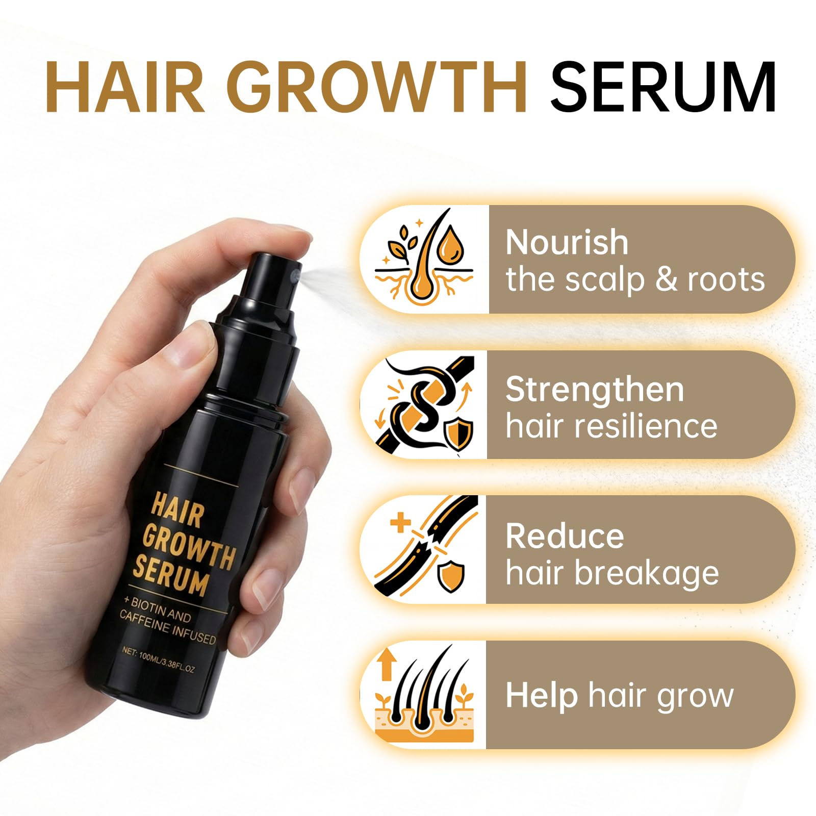 XILRVON Anti Thinning Hair Spray showing ingredients label with biotin and caffeine