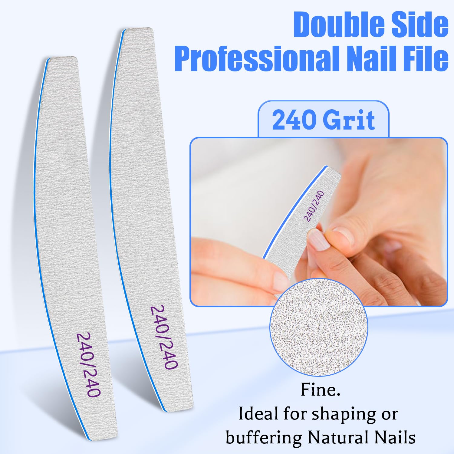 Double sided 240 grit fine nail file for natural nails
