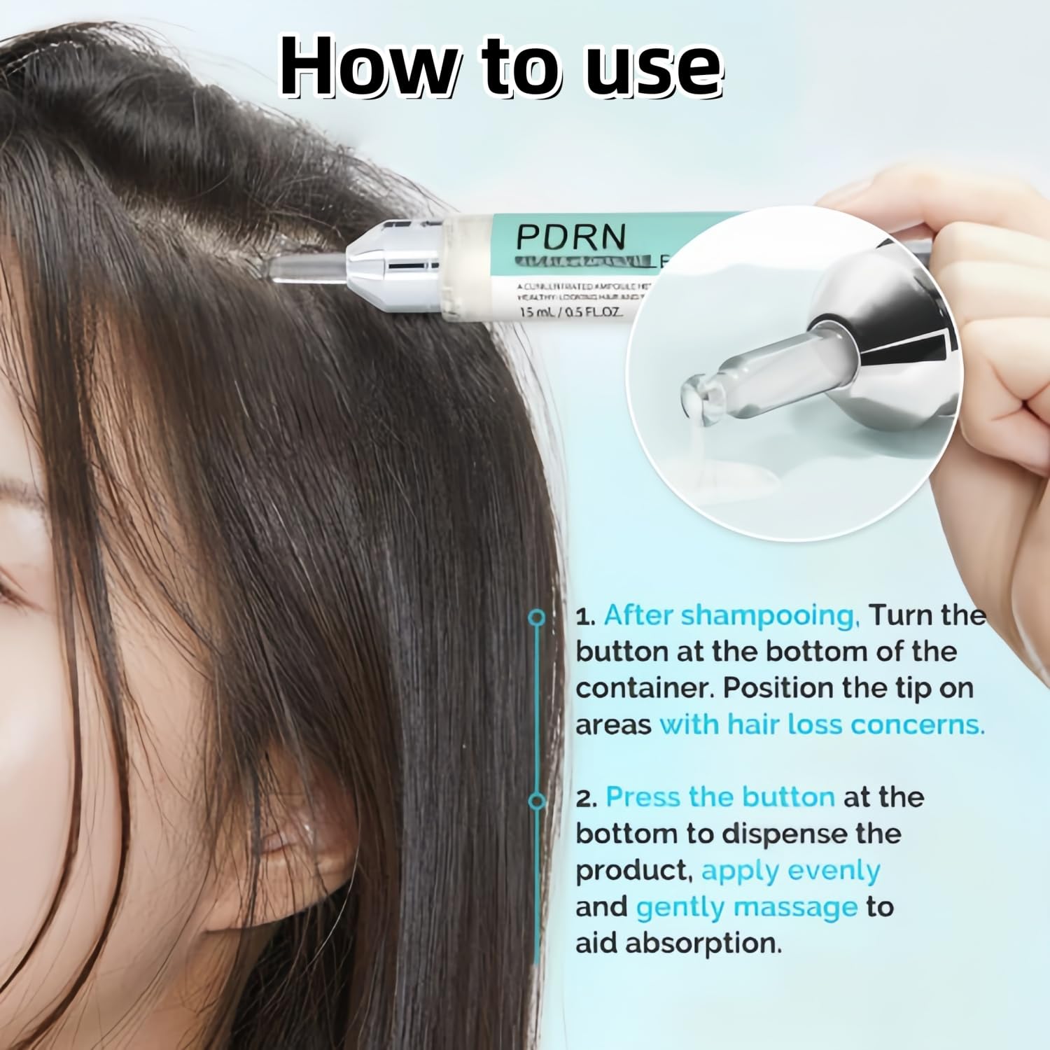 Daily leave in scalp serum by VT Cosmetics showing liquid texture for volume and density improvement