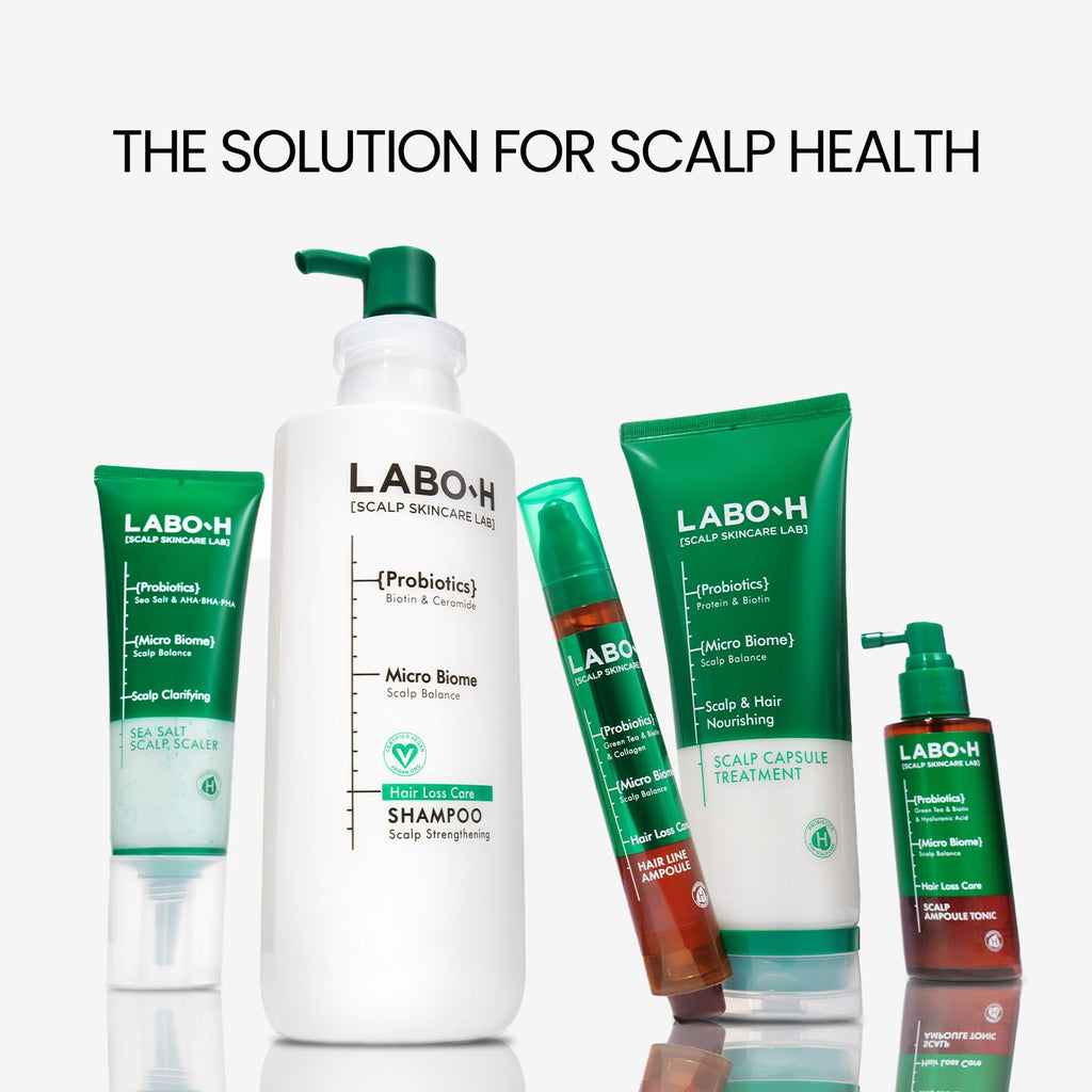 LABO-H scalp strengthening spray lifestyle application shot