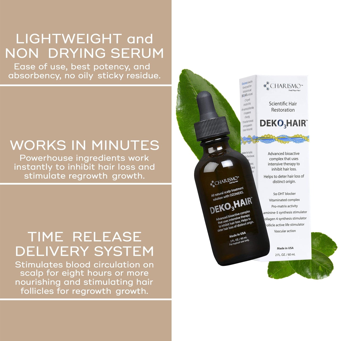 Topical hair growth serum by Charismo showing application dropper mechanism