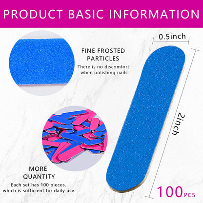 Kiseer disposable emery boards blue and pink sides