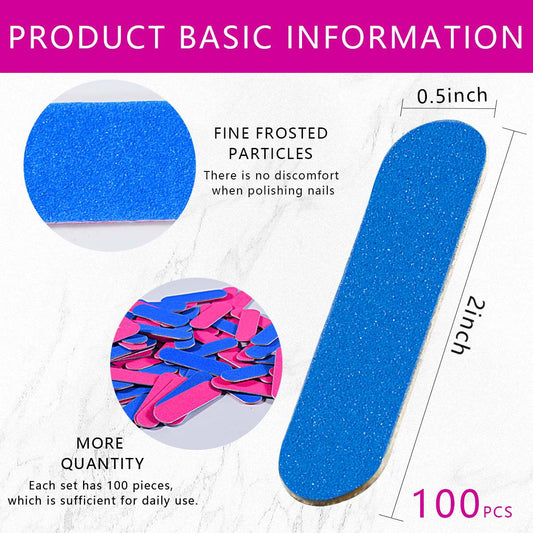 Kiseer disposable emery boards blue and pink sides
