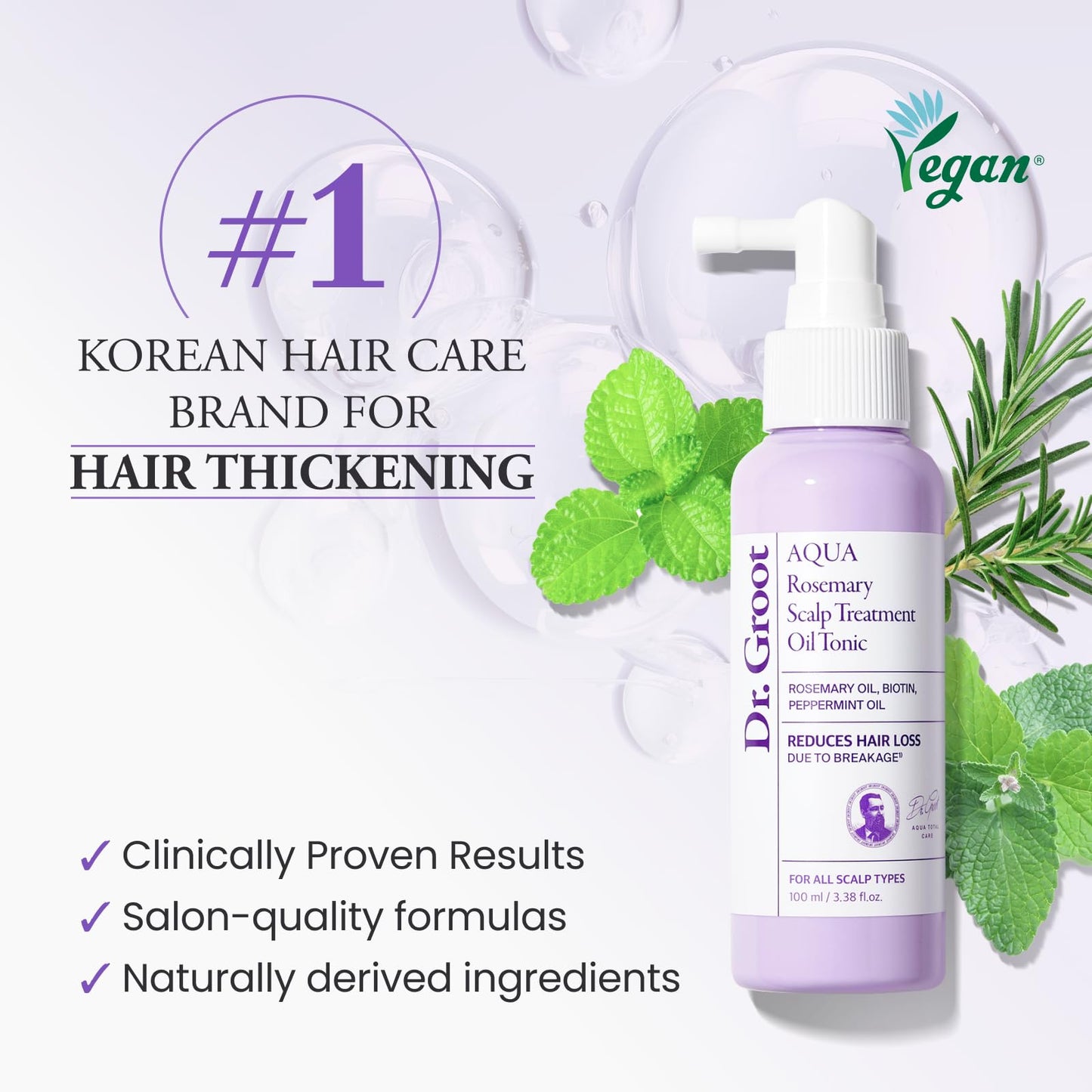 Dr. Groot Korean haircare scalp nourishing treatment bottle on plain background