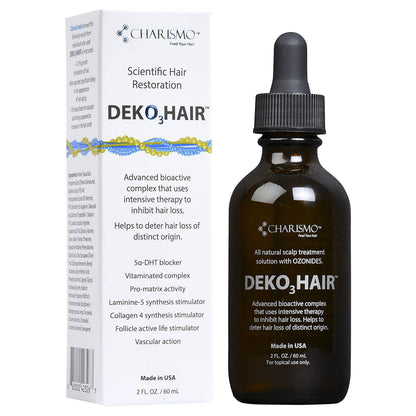 Charismo Dekohair two fluid ounce hair loss prevention serum packaging
