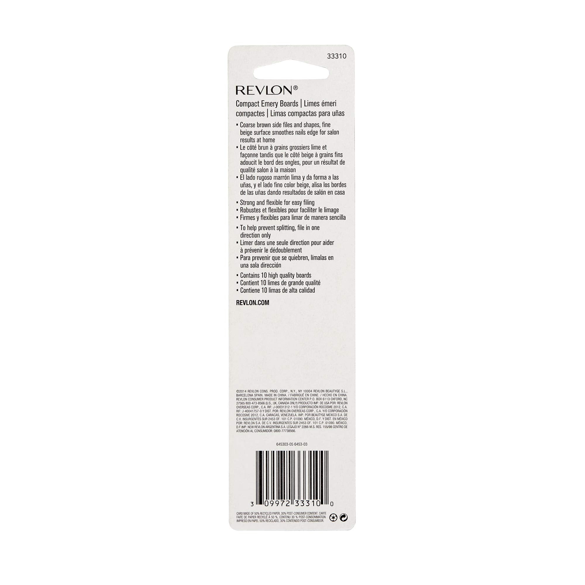 Close up of Revlon travel size emery board nail file