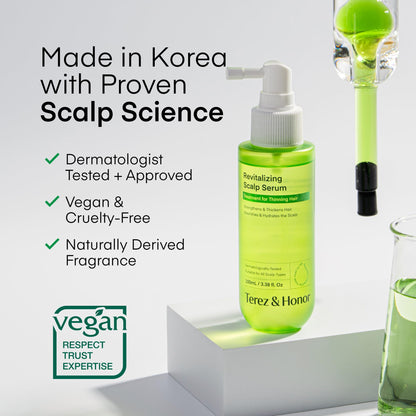 Korean vegan hair loss treatment spray packaging detailing ingredients