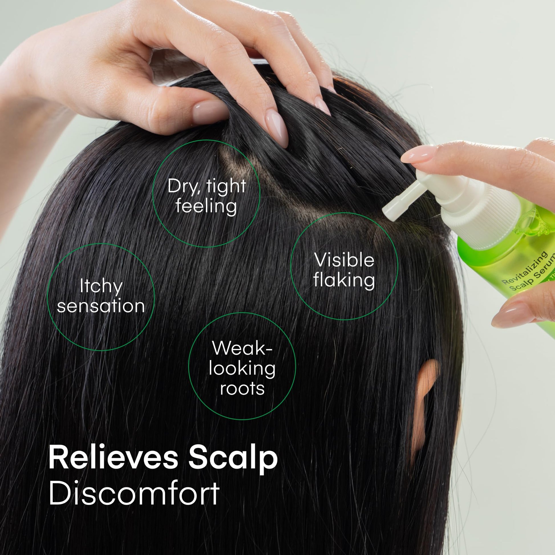 Anti dandruff and itchy scalp treatment bottle close up view