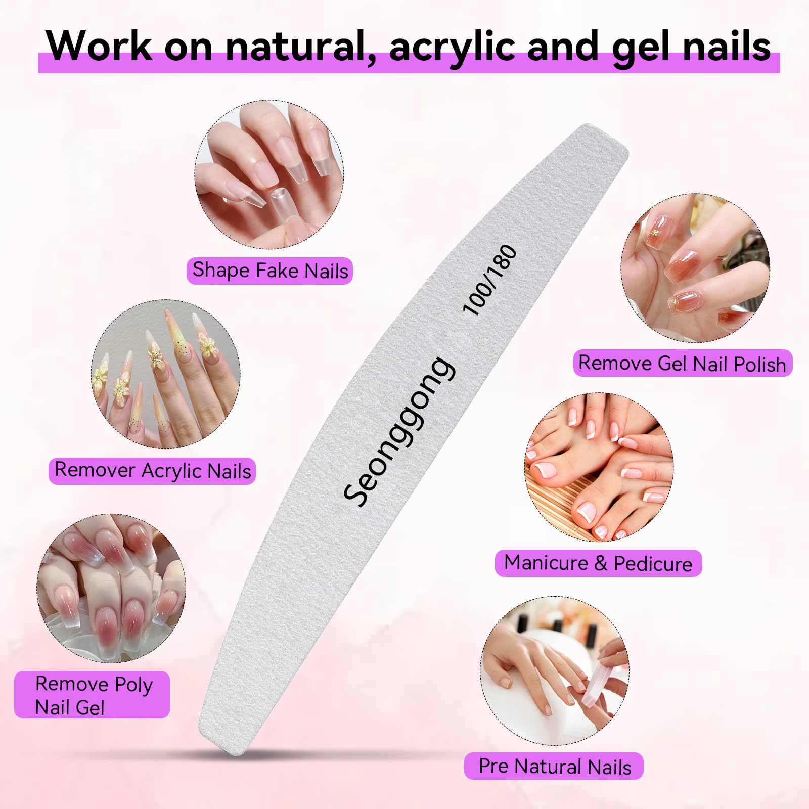 Curved banana shape design of Seonggong professional nail files