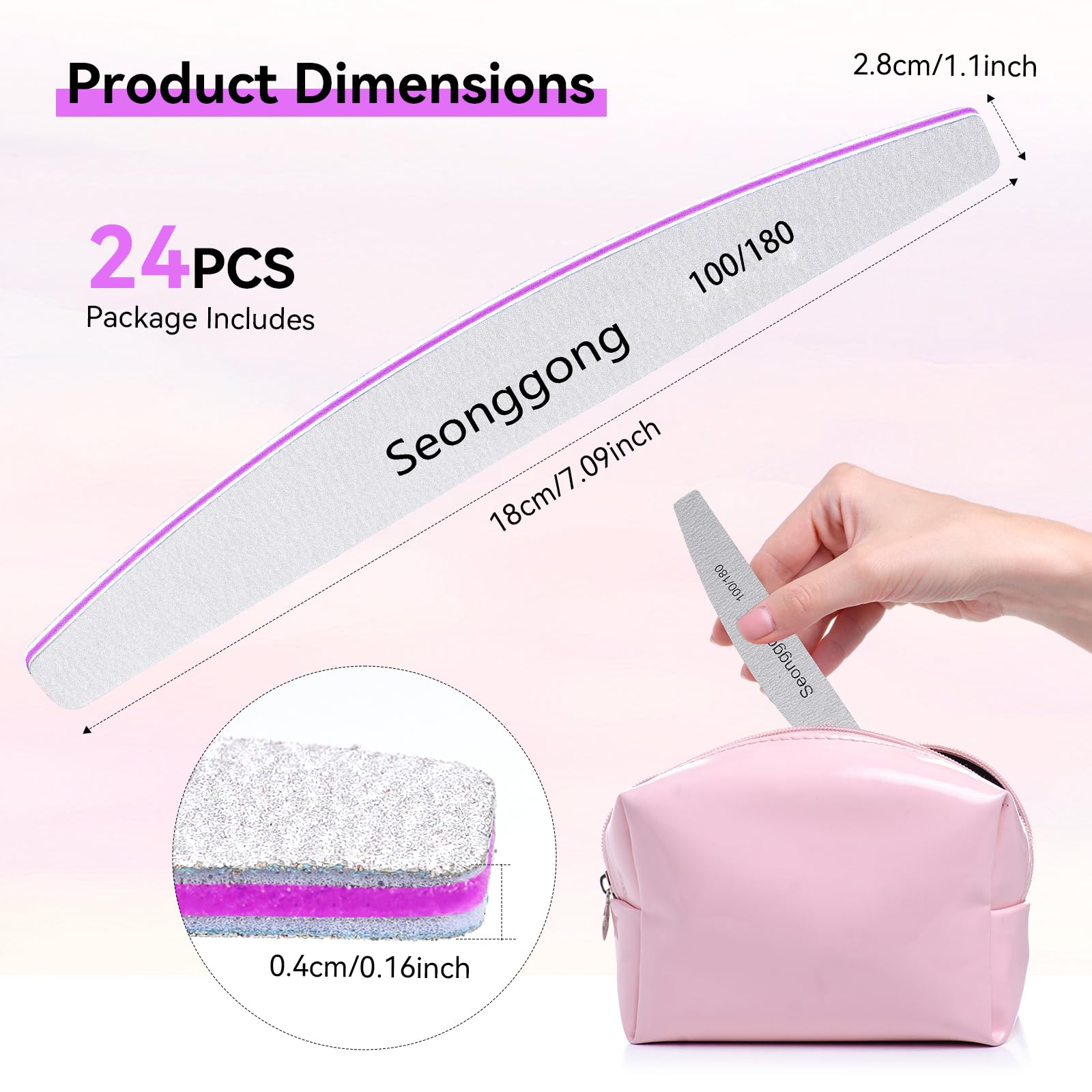 Individual Seonggong nail file showing high quality abrasive surface