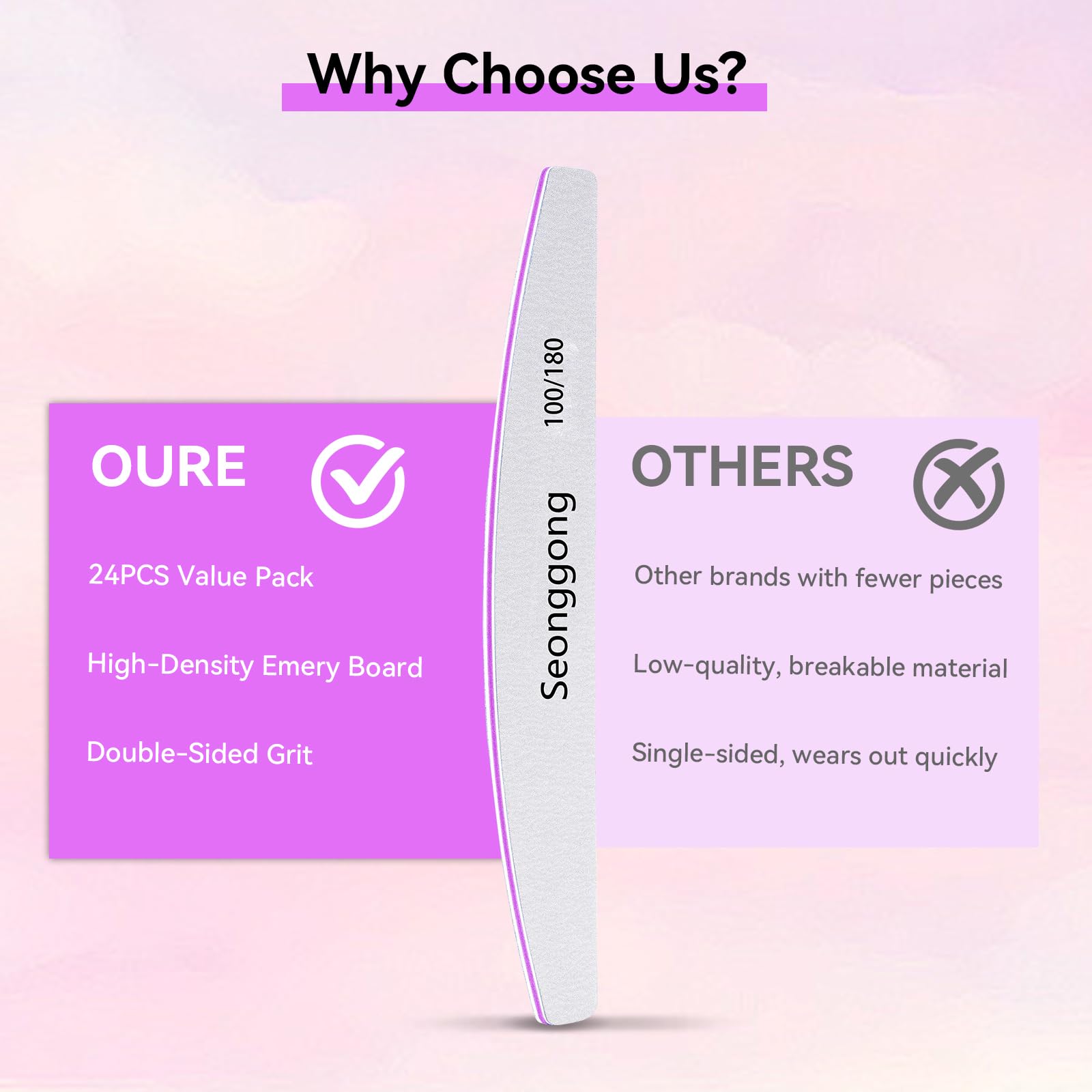 Seonggong nail files used for natural and acrylic nail shaping