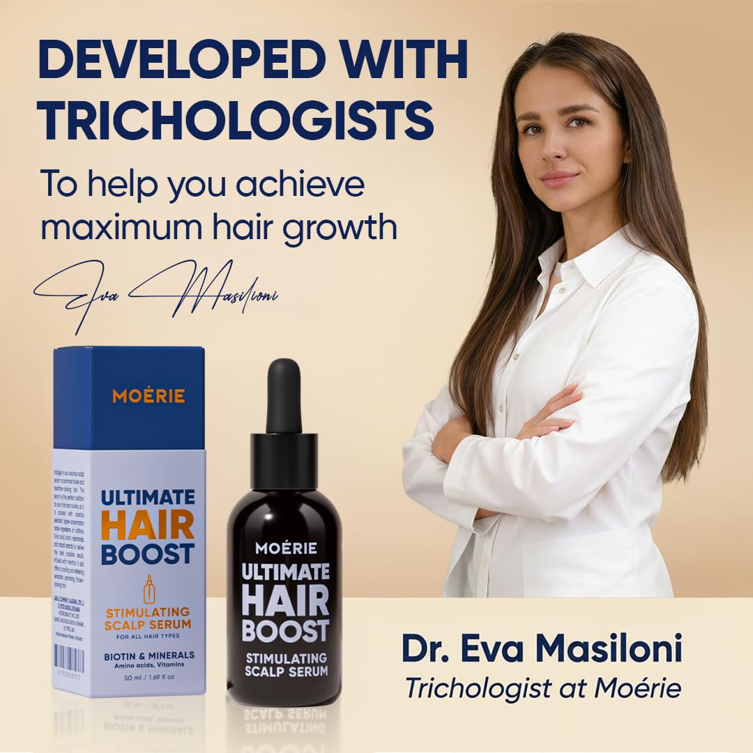 Moerie organic rosemary and biotin infused hair regrowth formula close up display