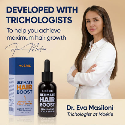 Moerie organic rosemary and biotin infused hair regrowth formula close up display