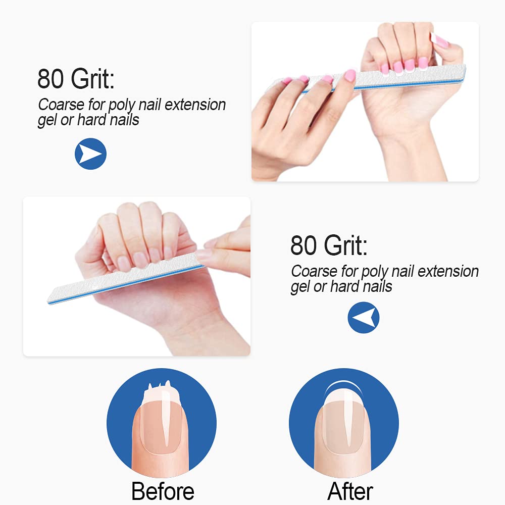 Top view of Bleswin blue nail files for poly gel extensions