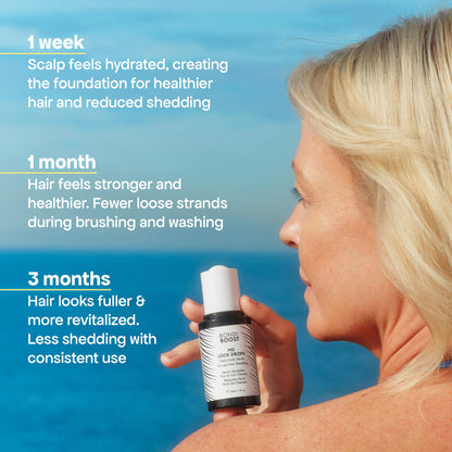 BondiBoost premium imported scalp serum being applied to hair roots for density